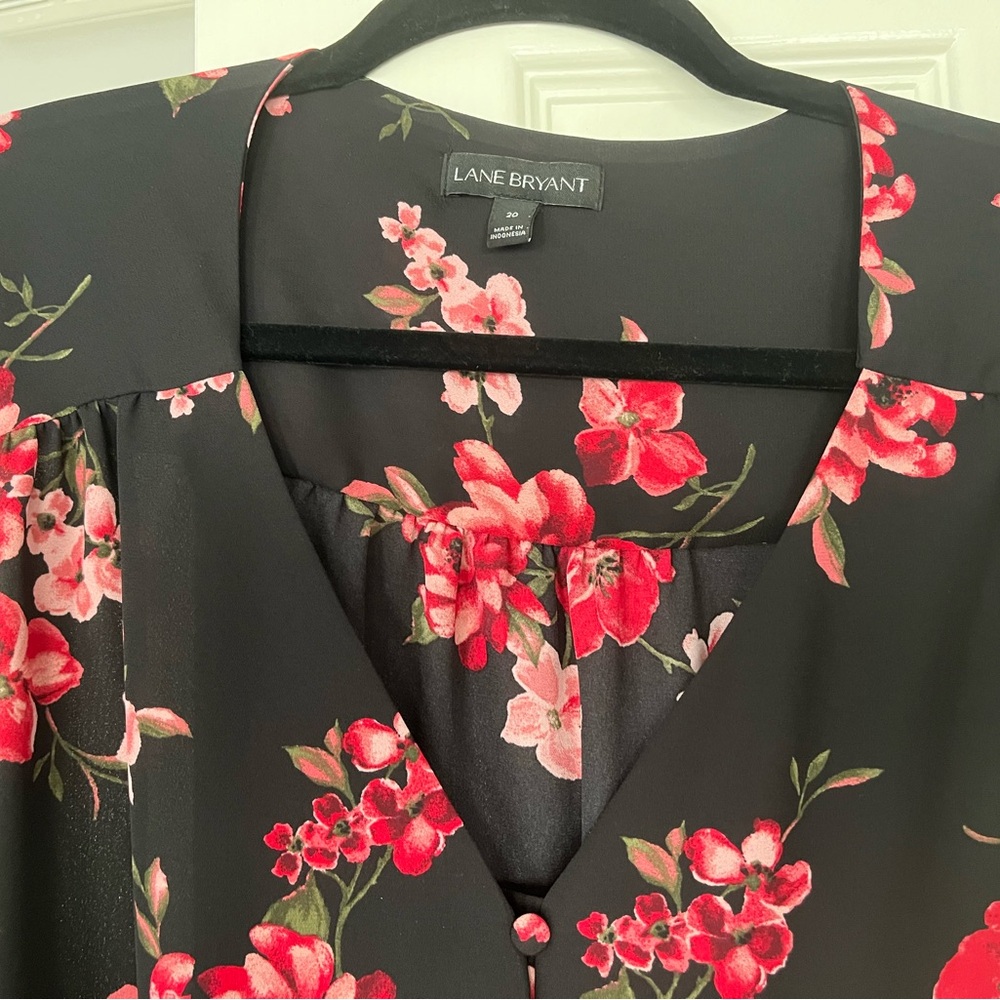 Lane Bryant Pink and Red flower Blouse - Picture 5 of 8